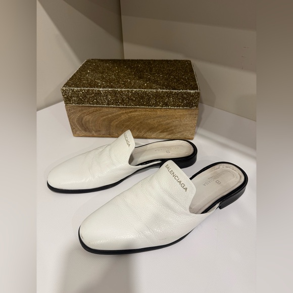 Balenciaga Other - Balenciaga mens White Leather Mules